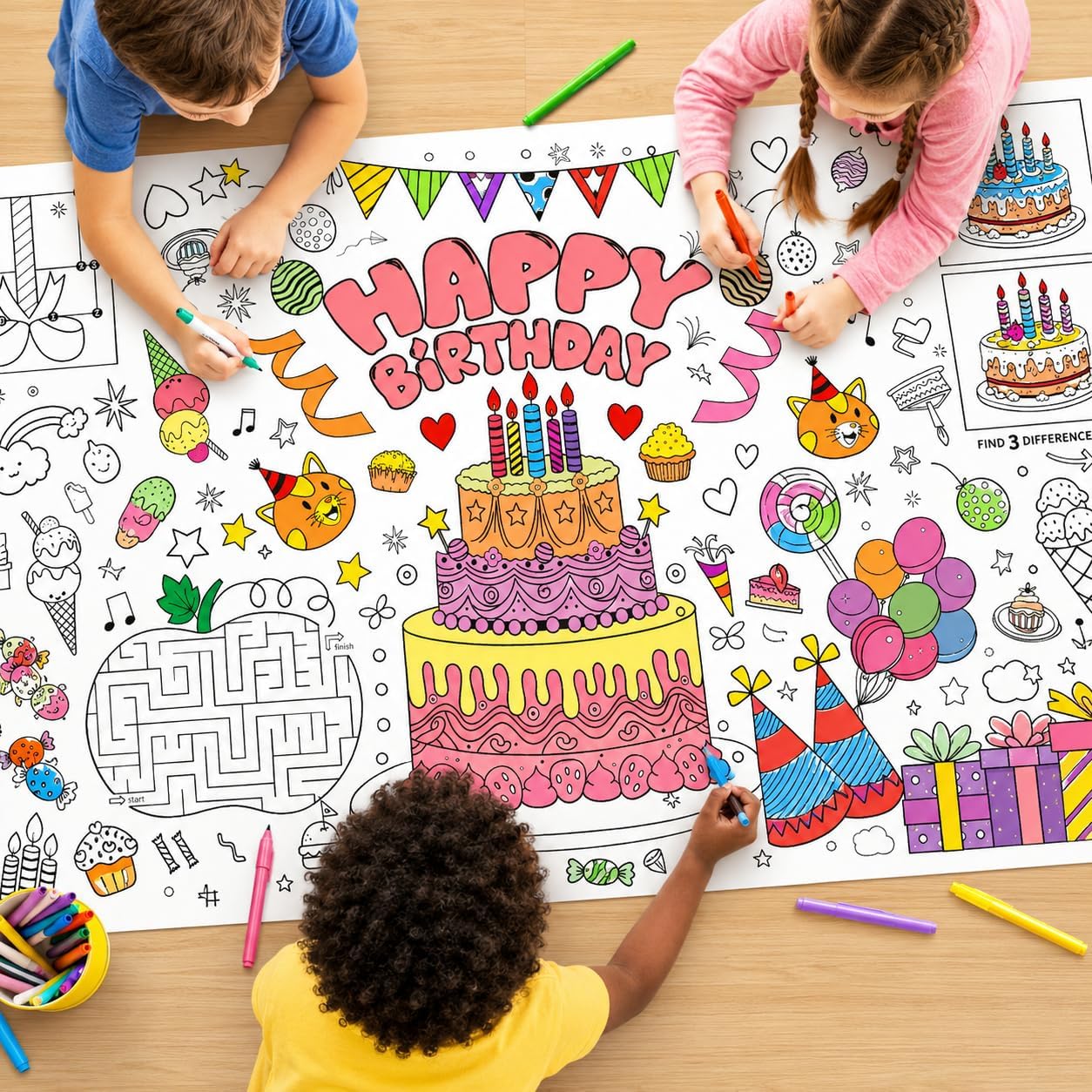 Table Cloth Disposable - Poster Mewarnai Raksasa untuk Anak-anak, Kertas