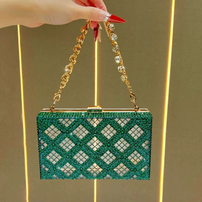 Event Party Box - Tas Clutch Kotak Keras Berwarna Hijau