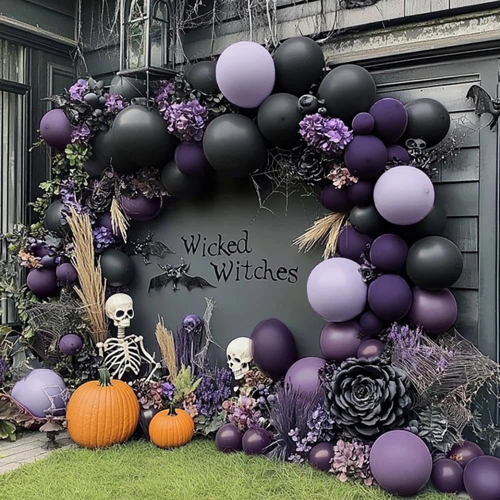 Balloon Arch Kit - Kit Dekorasi Balon Lengkung Hitam Ungu,