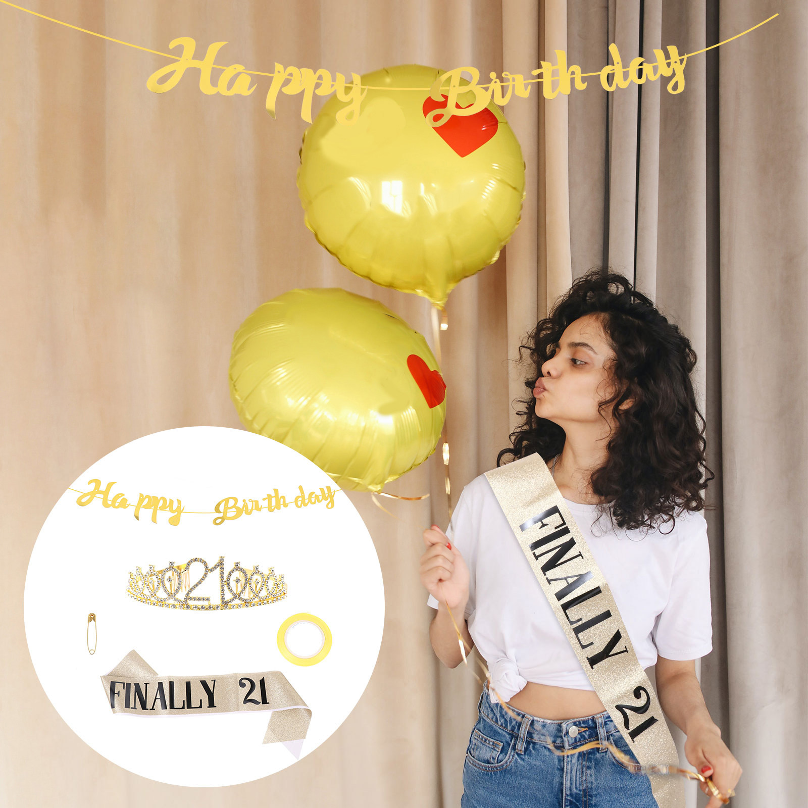 1Set Mahkota Ulang Tahun denga - Birthday Sash Glitter ulasan dan harga