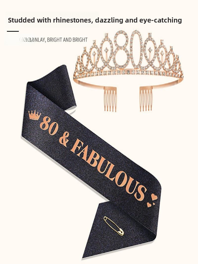 Mahkota Berkilau Emas Champagn - Birthday Sash Glitter ulasan dan harga