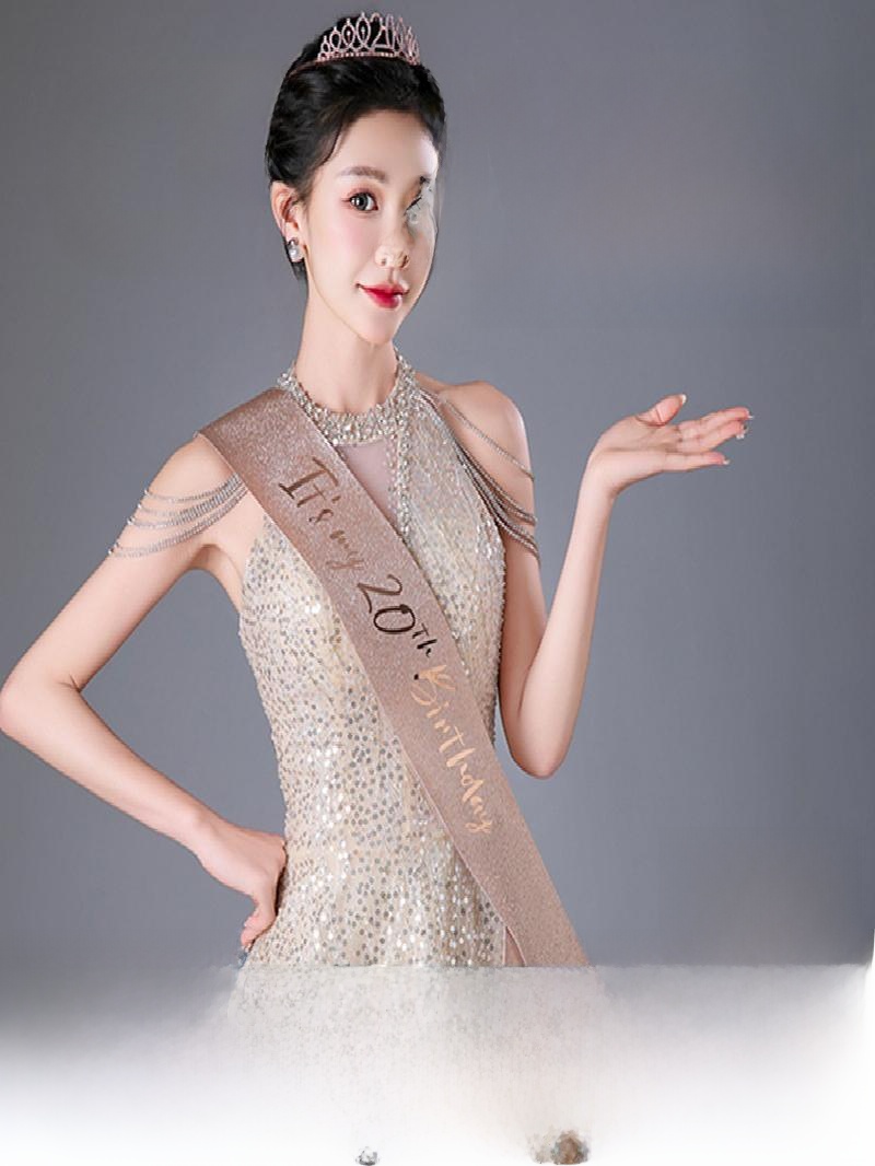 Mahkota Berkilau Emas Champagn - Birthday Sash Glitter ulasan dan harga
