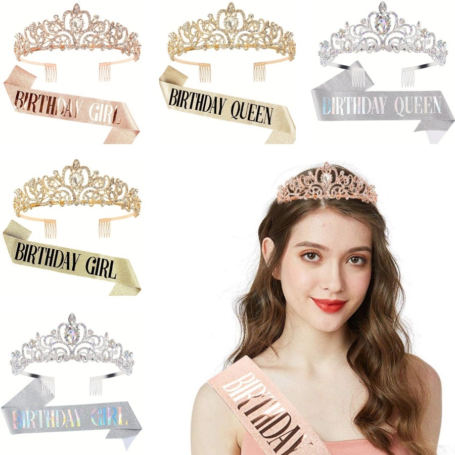 2pcs/Set Mahkota Kristal Rhine - Birthday Sash Glitter ulasan dan harga