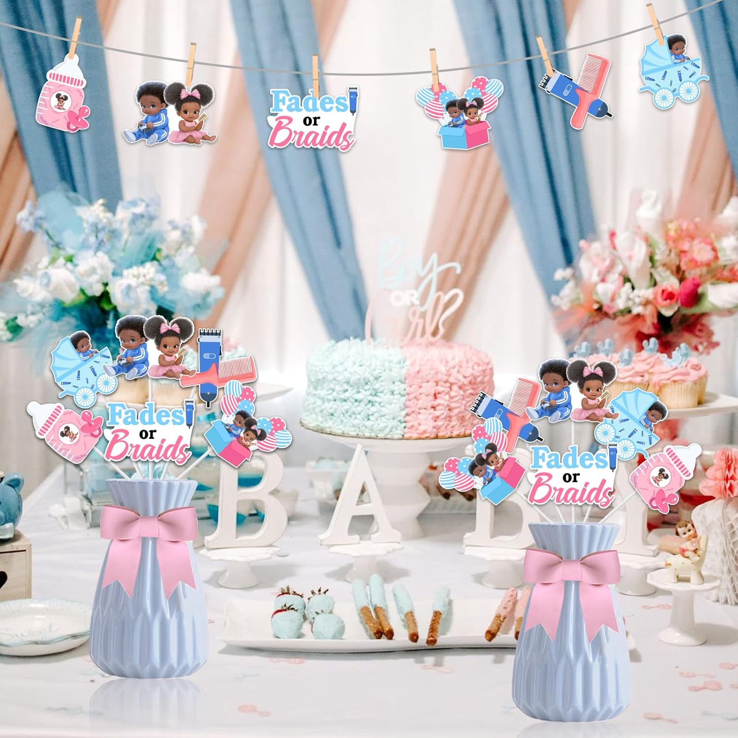1Set Dekorasi Gender Reveal Fa - Centerpiece Stick ulasan dan harga