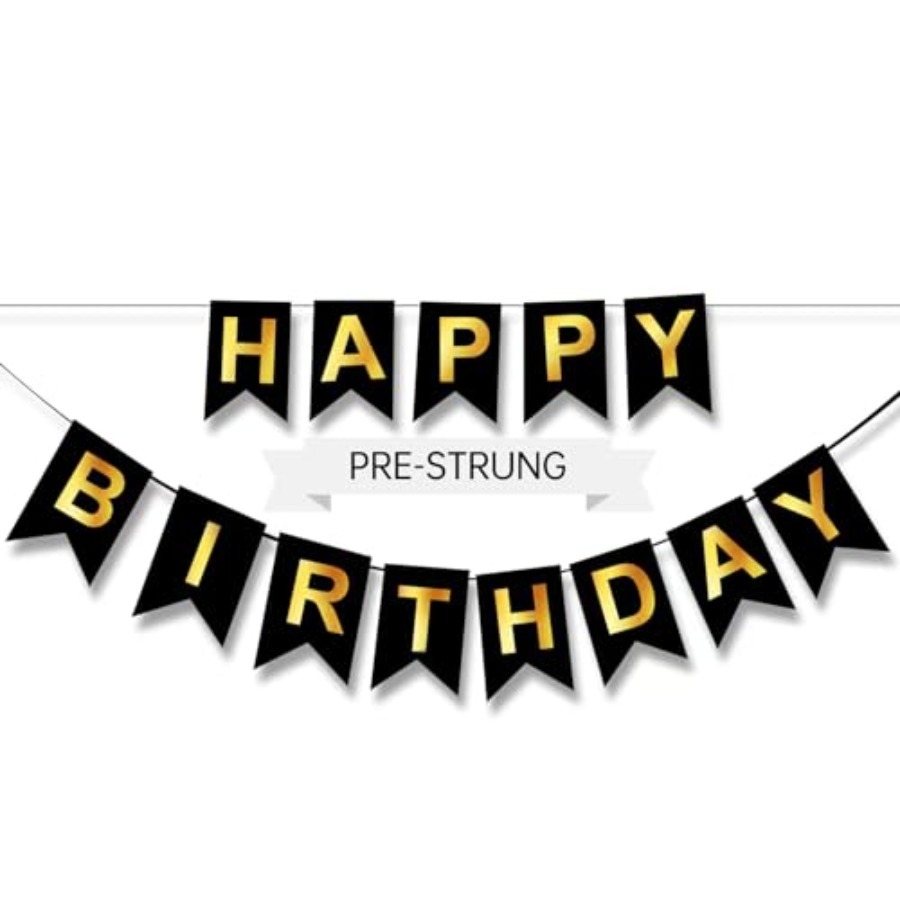 Spanduk Selamat Ulang Tahun, D - Party Banner Gold ulasan dan harga