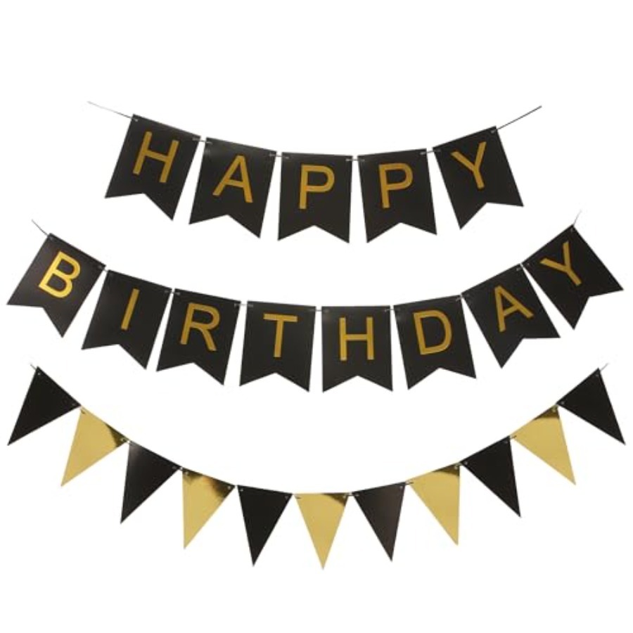Spanduk Bergaris Hitam dan Ema - Party Banner Gold ulasan dan harga