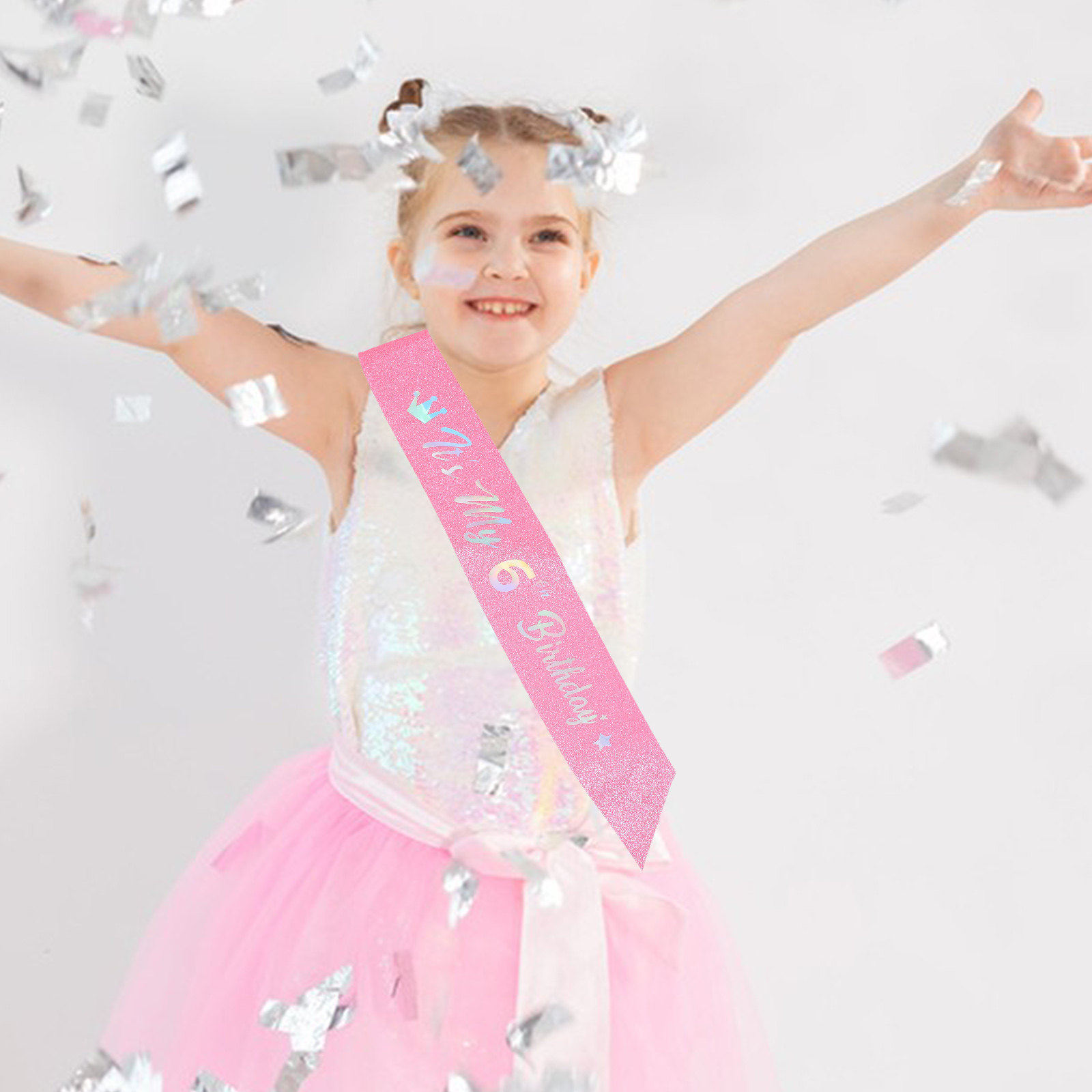 5Pcs Selempang Glitter Pink 'I - Birthday Sash Glitter ulasan dan harga